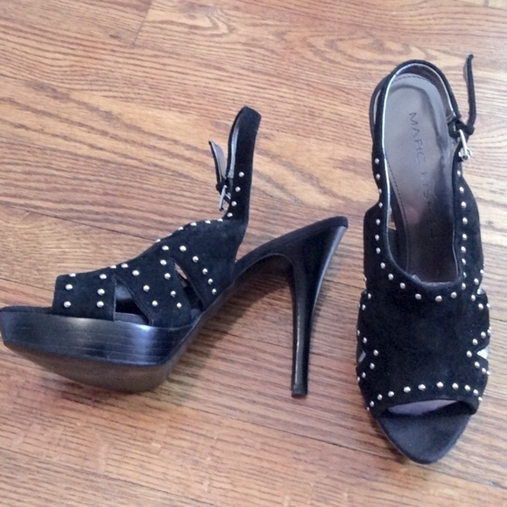 Marc Fisher Teron Suede Studded Peep Toe Heels